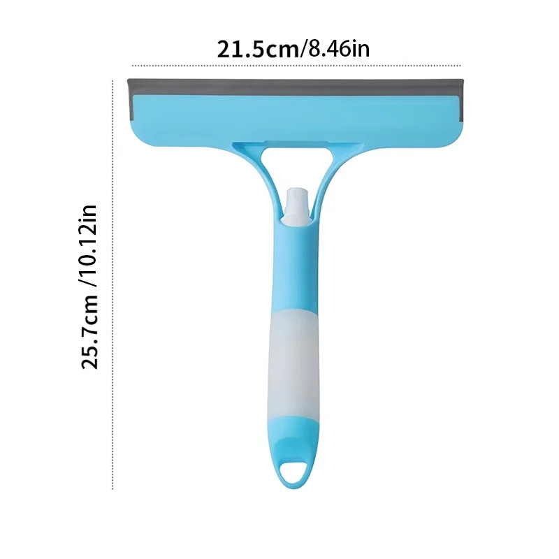 3-in-1 Window Cleaning Squeegee Spray Bottle Kit Streak-Free Glass Scrubber Blue
