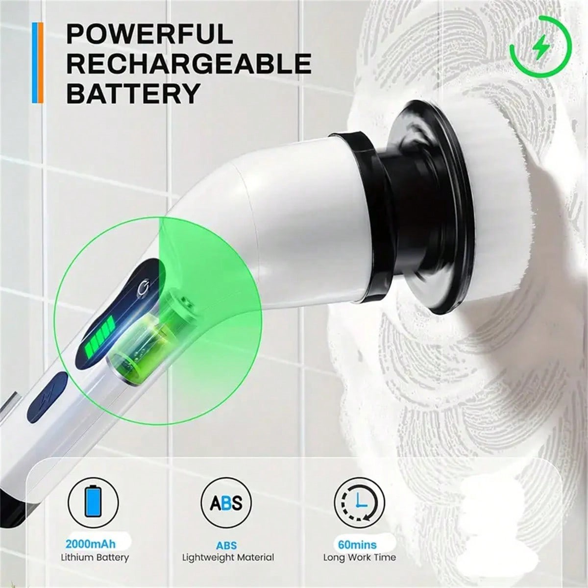 1 Set, Ultimate Electric Spin Scrubber – Cordless, Adjustable, 2-Speed-FGQ
