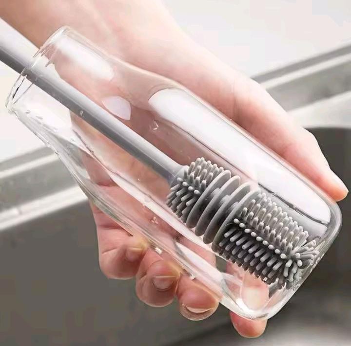 Silicone Milk Bottle Brush Cleaner Kitchen Drink Glass Cup Scrubber Long Handle