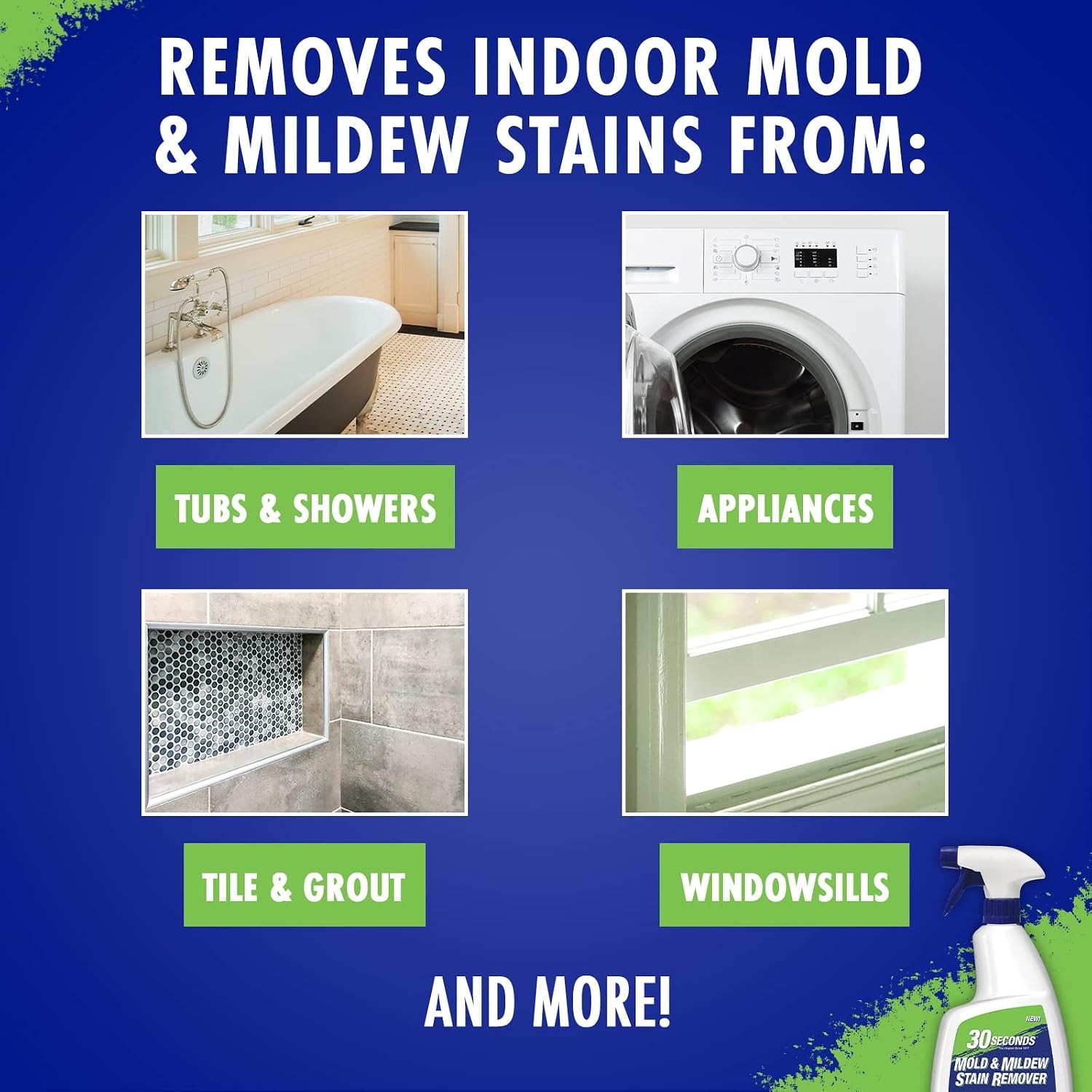 30 SECONDS Mold & Mildew Stain Remover Spray- Indoor & Outdoor Use – 2 Pack (2)
