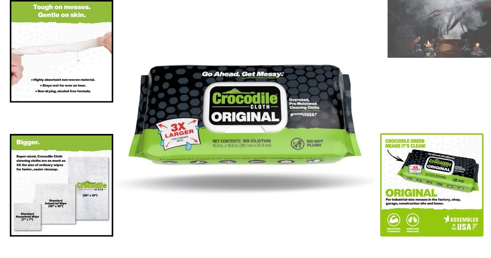 50 Count Extra-Large Cleaning Wipes, Safe on Skin, Ideal for Home & Work