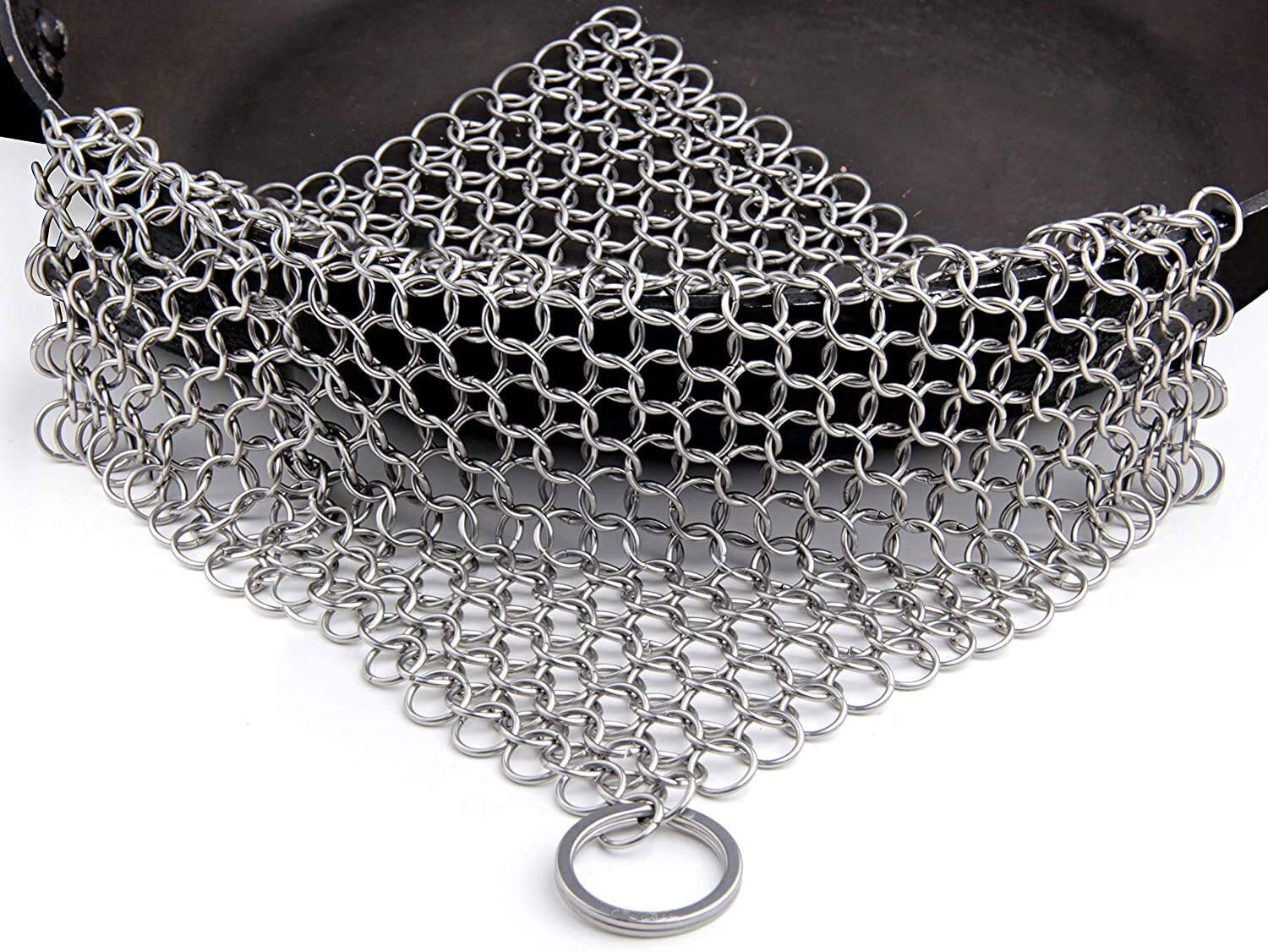 Iron Cast Cleaner Chainmail Scrubber Grill Scraper Kitchen Stainless Steel 7X7
