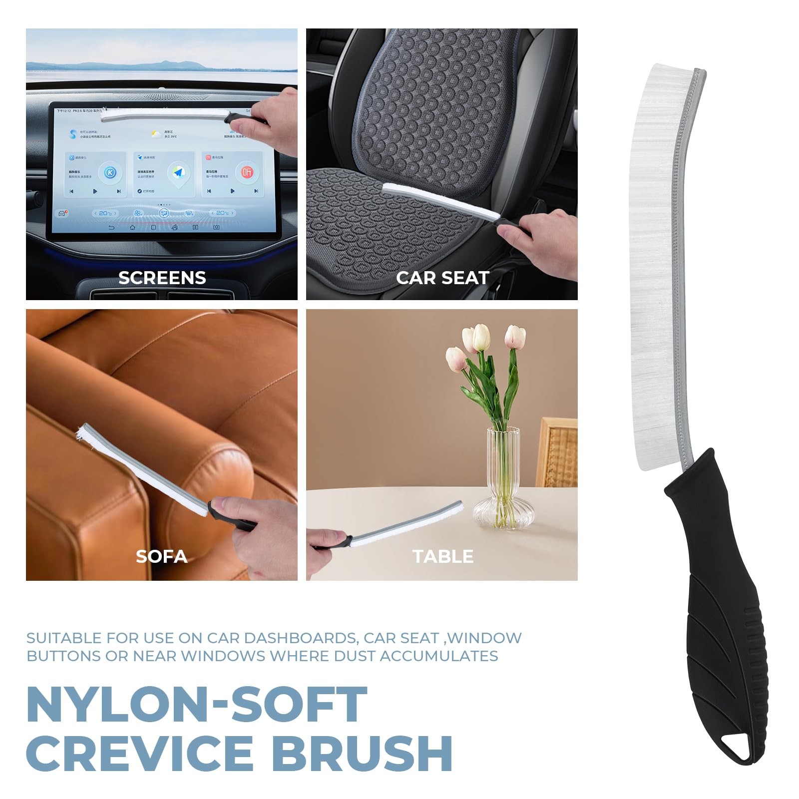 3Pcs Cleaning Brush- Includes 1 Soft Bristle Cleaning Brush, 2 Hard Crevice B…