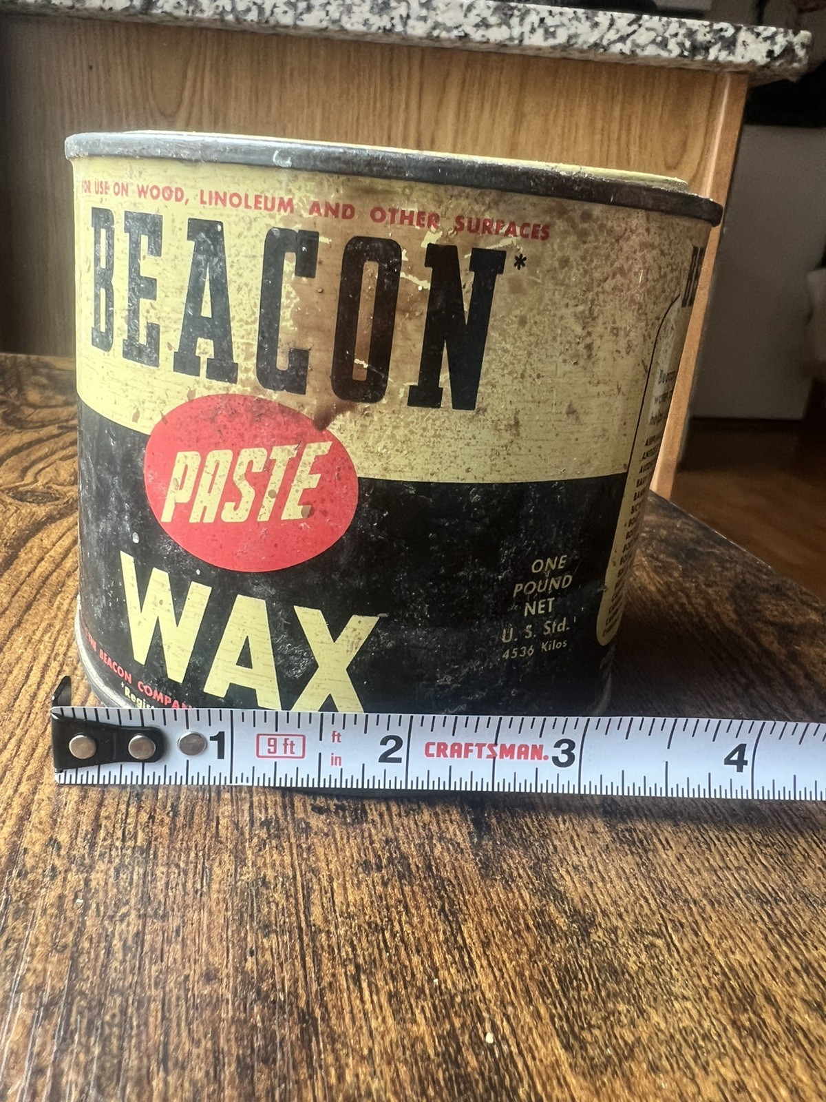 VTG BEACON Paste Wax 16 oz Tin Boston, Mass. USA