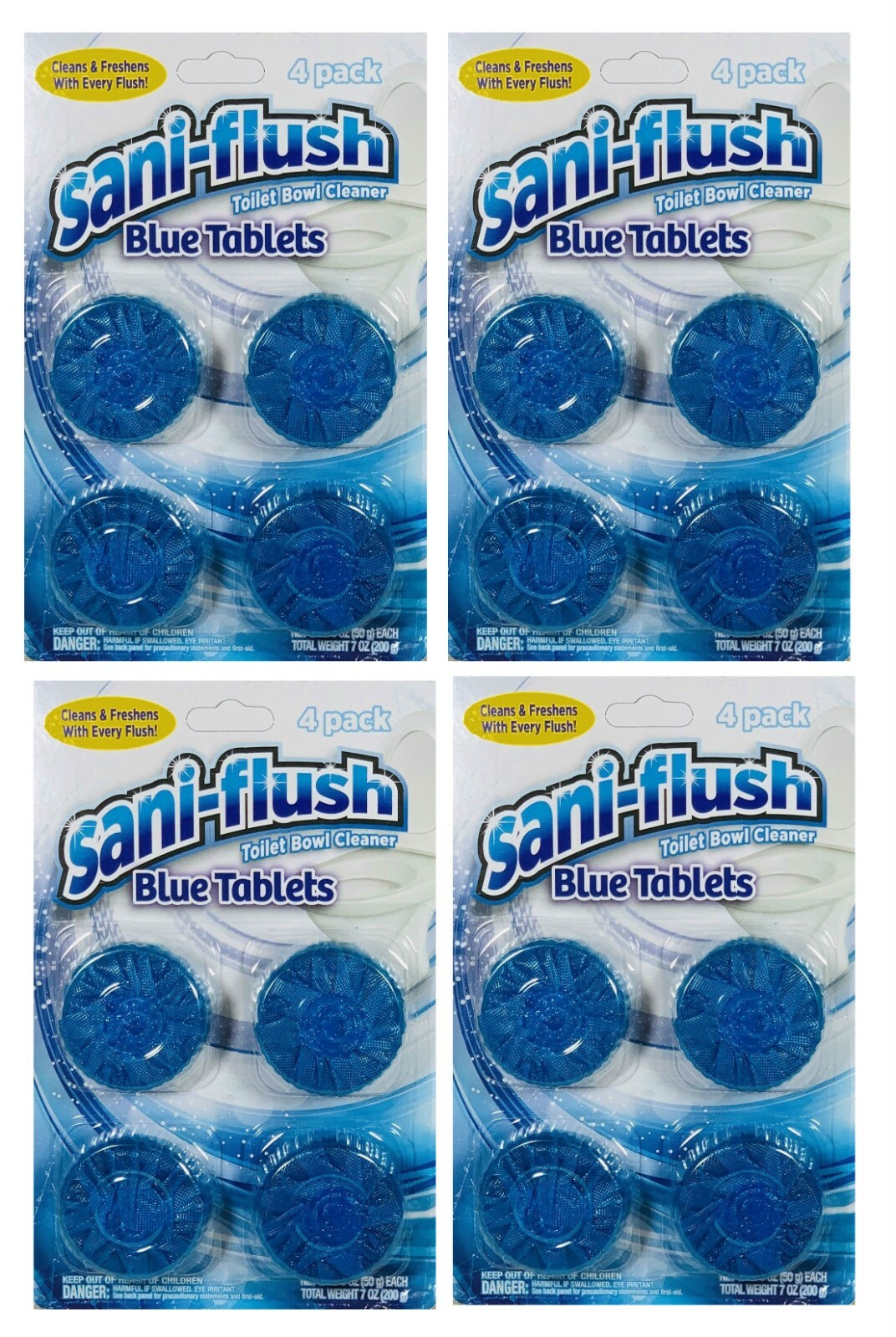 ( LOT of 4 ) Sani-Flush Automatic Blue Tablets Toilet BowlCleaner Cleans& Fresh