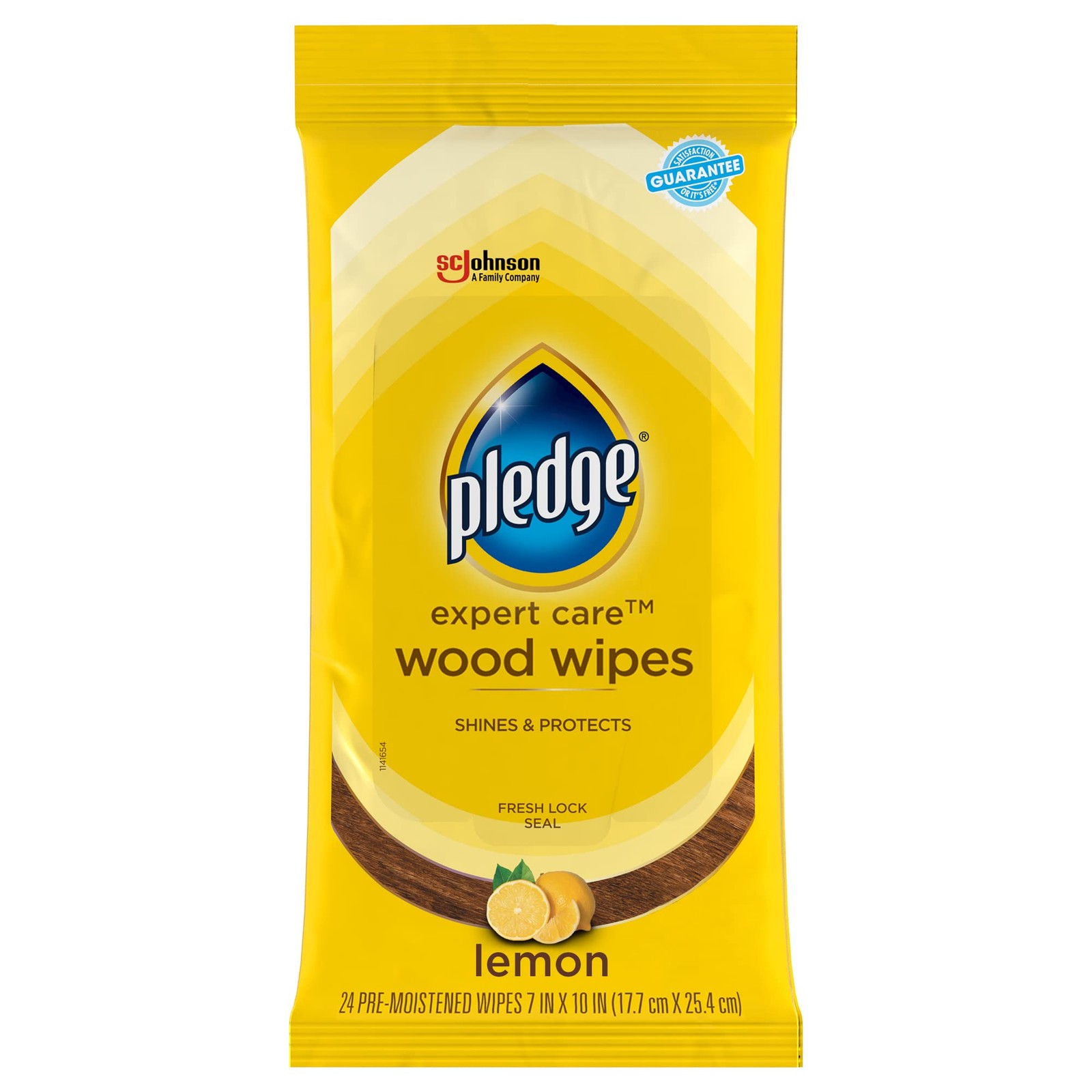 Pledge Expert Care Enhancing Wood Wipes, Lemon Scent, 24 Count