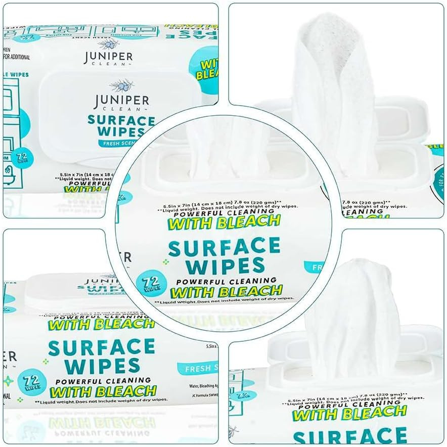 3 Pack Surface Cleaning Wipes with Bleach, All-Purpose Cleaner for Bathroom, Kit