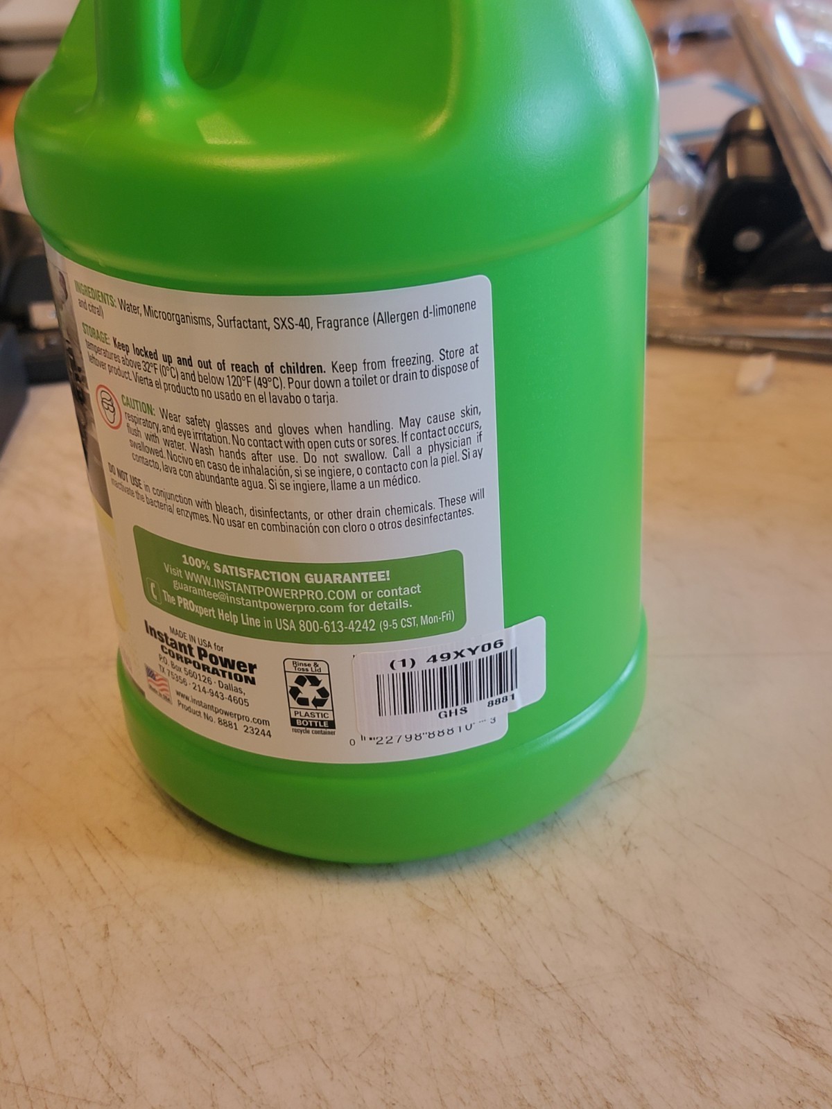 Instant Power Professional 8881 Drain Cleaner, Jug, 1 Gal, Lemon. FreeShipL48