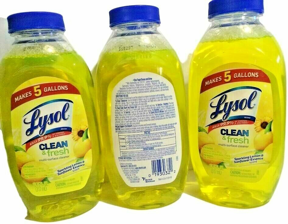 3 pack LEMON LYSOL 🍋 CONCENTRATE MAKES 15 GAL FREE Economy Shipping