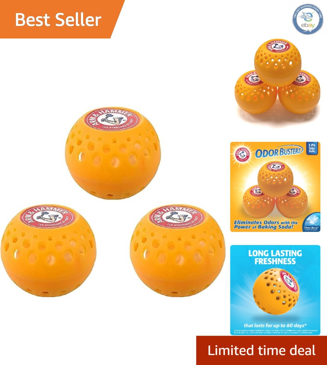 Freshen Your Space: 3-Pack Clean Burst Odor Busterz Balls – 60 Days of Freshness