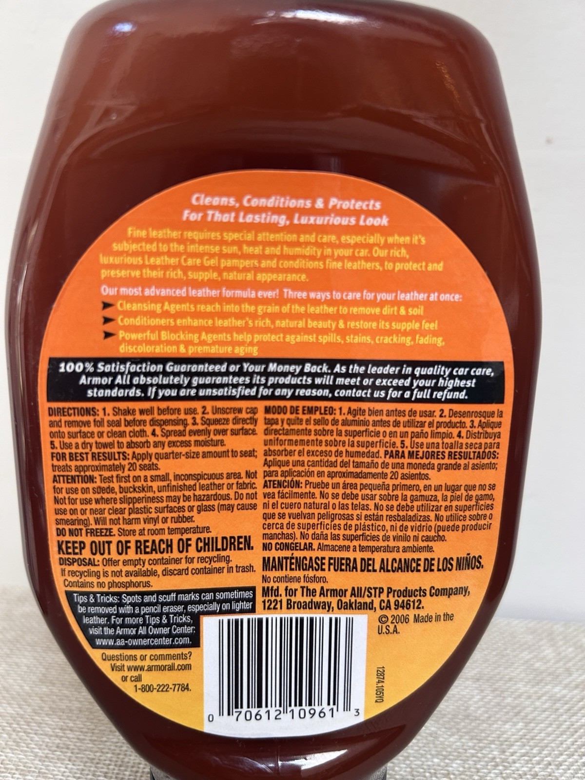 Armor All Car Leather Conditioner Gel Interior Cleaner for Cars Trucks 18 Fl Oz