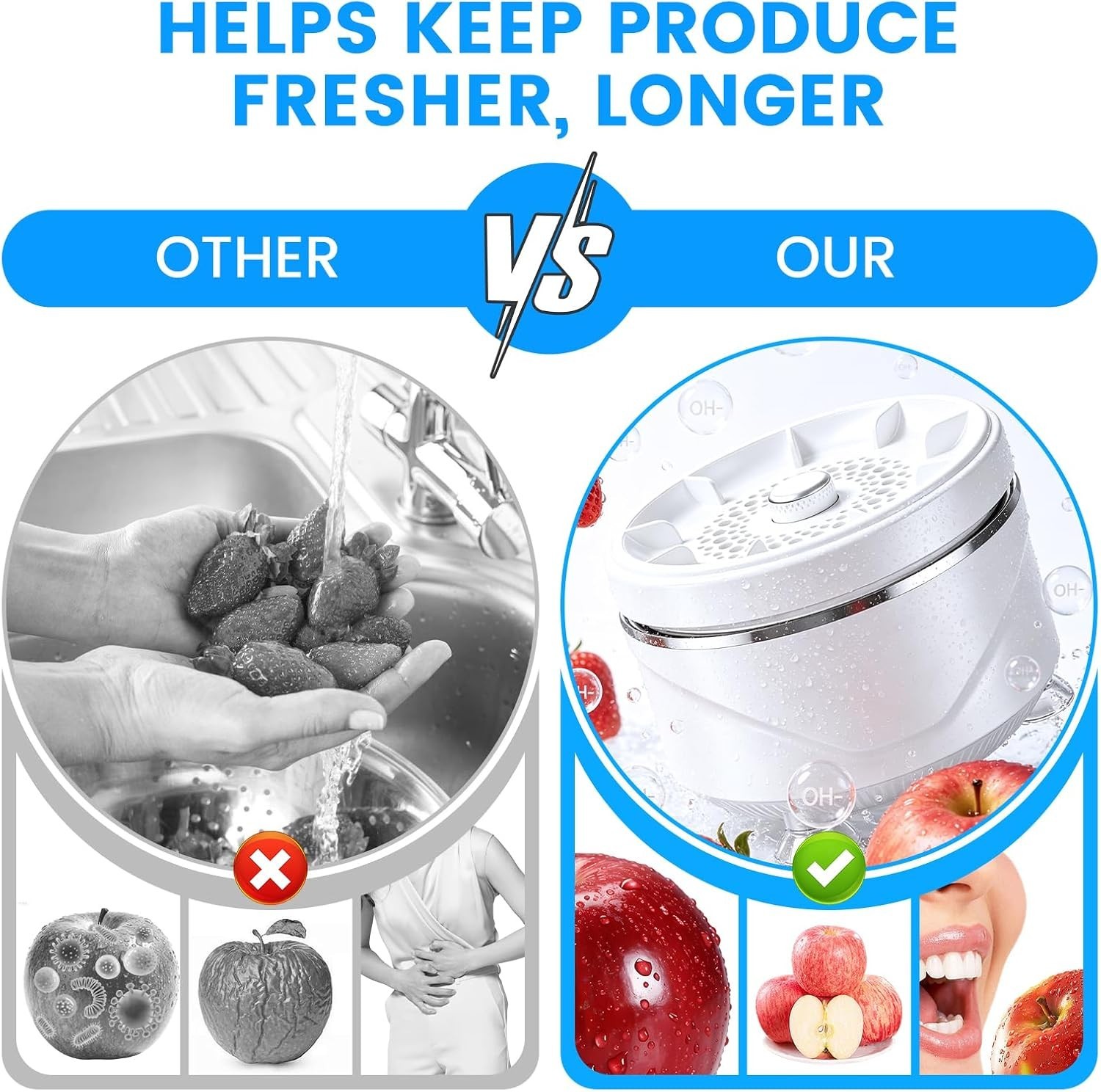 Cordless Fruit and Vegetable Washing Machine, Vegetable Cleaner Device, Porta…