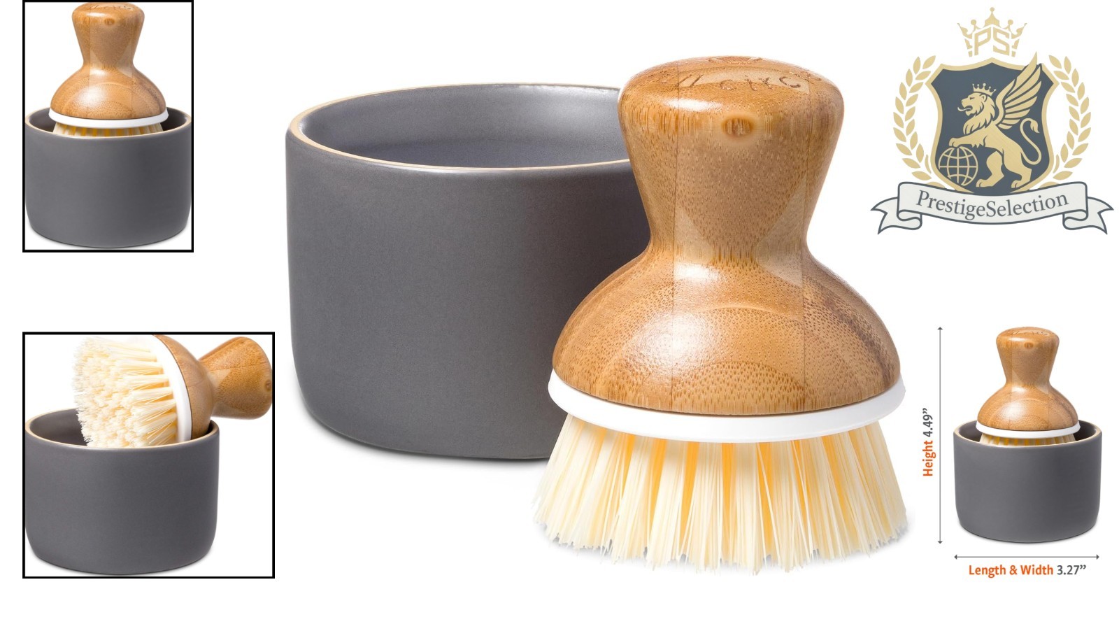 Elegant Bubbly Palm Brush with Ceramic Dispenser – Safe & Stylish Kitchen Tool