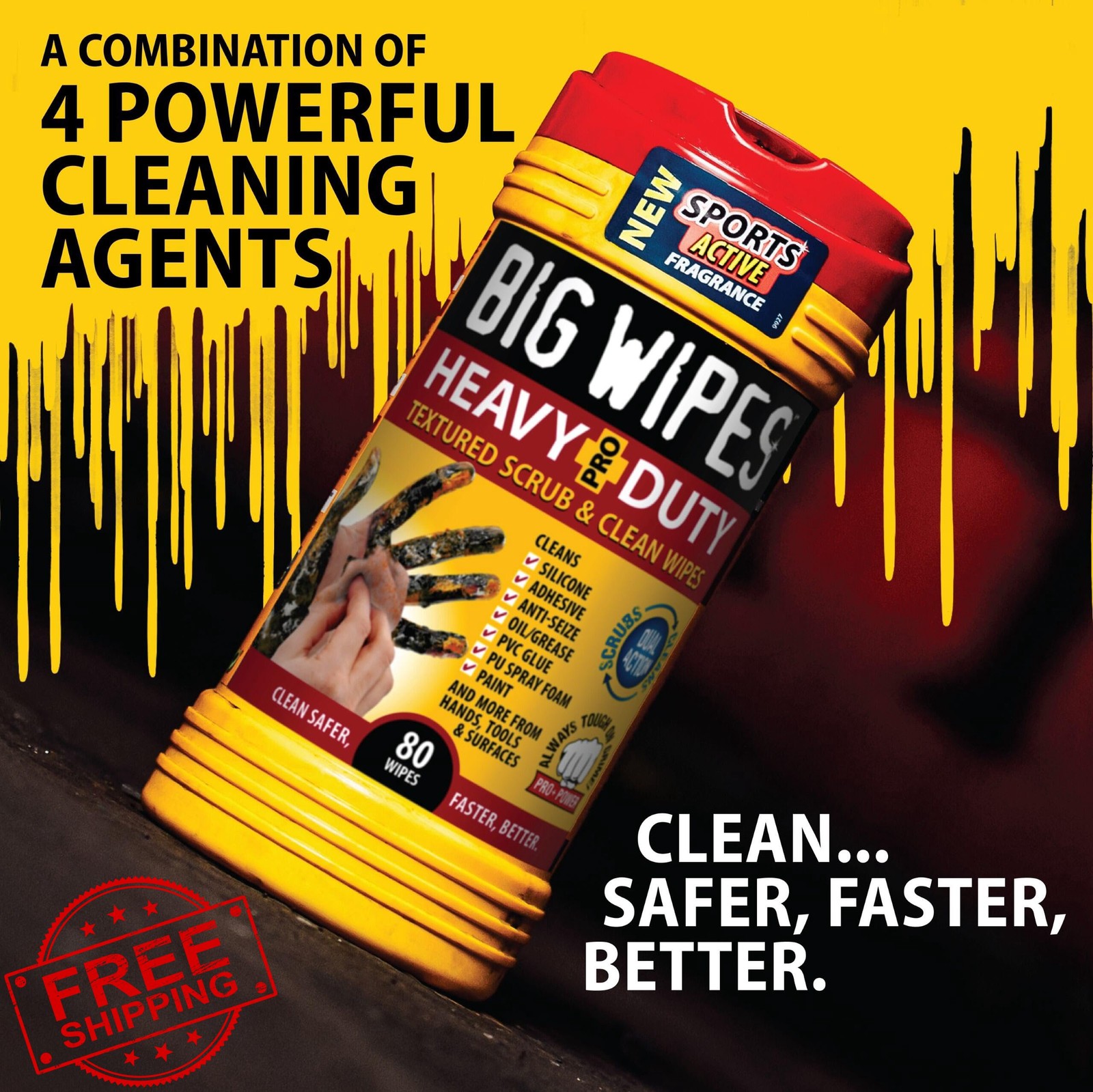 BIG WIPES heavy duty hand cleaner wipes, 80ct