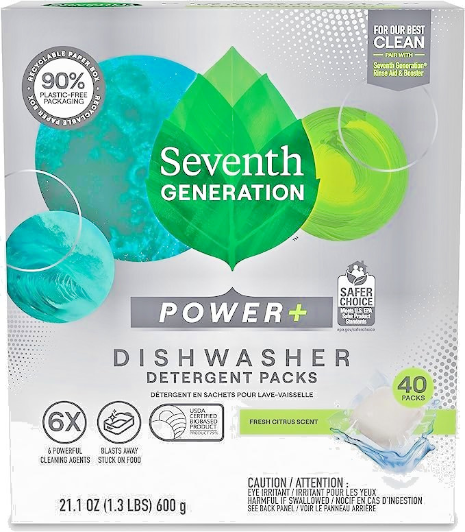 Seventh Generation Power Plus Dishwasher Detergent Packs Fresh Citrus scent 2 PC