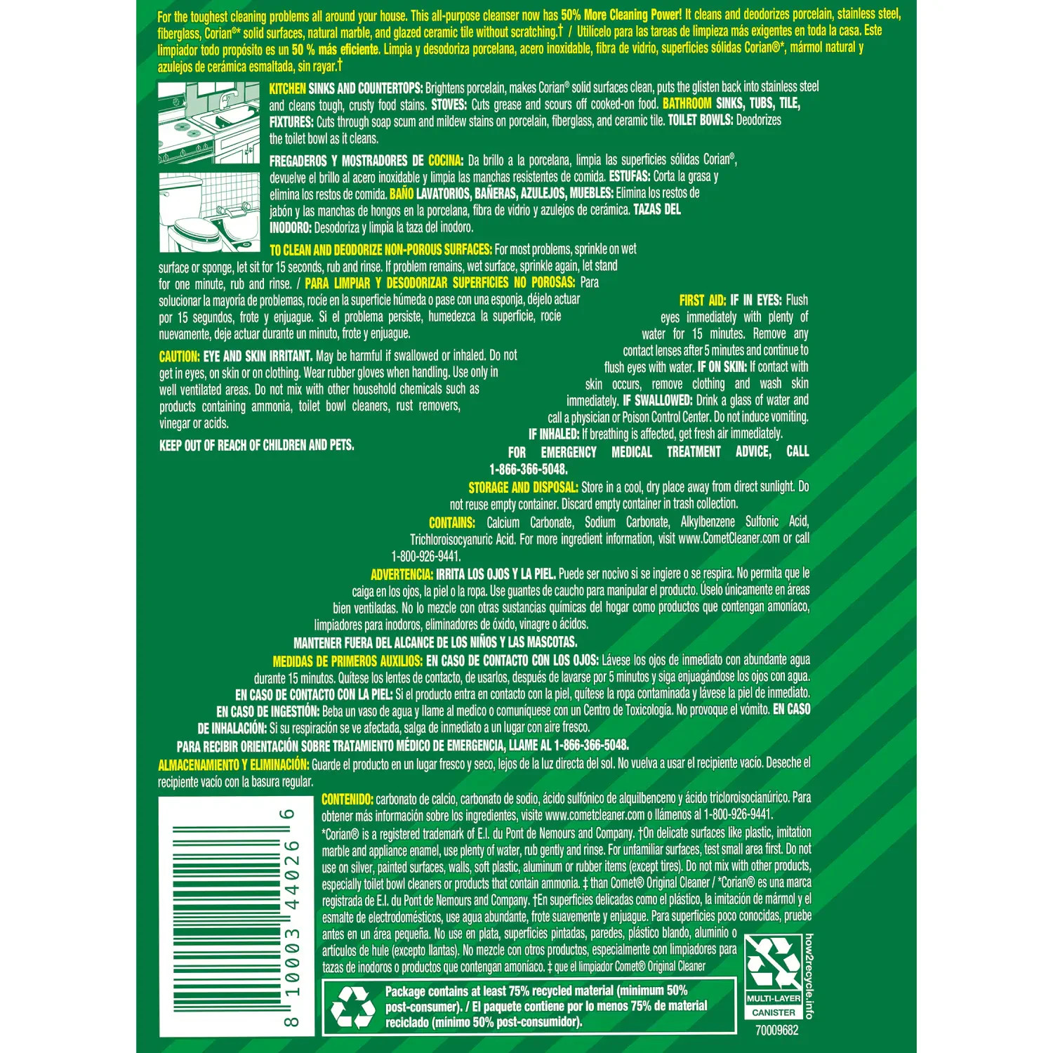 Comet Cleanser Powder with Bleach – Lavender Scent, 21oz (595g) (Pack of 2)