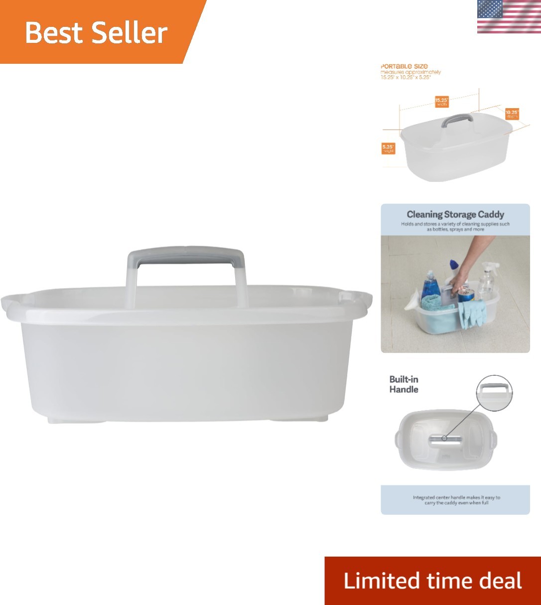 Effortless Organization: 1.5-Gallon Clear Cleaning Caddy with Ergonomic Handle