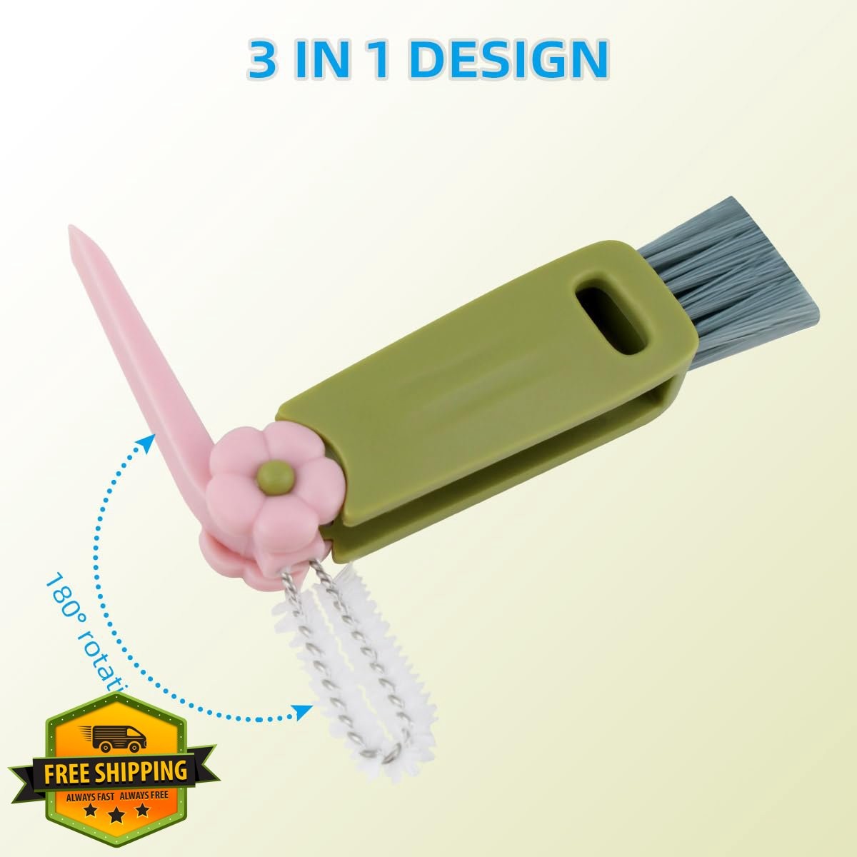 TKYPZY 3 in 1 Cup Lid Cleaning Brush Green Blue Red