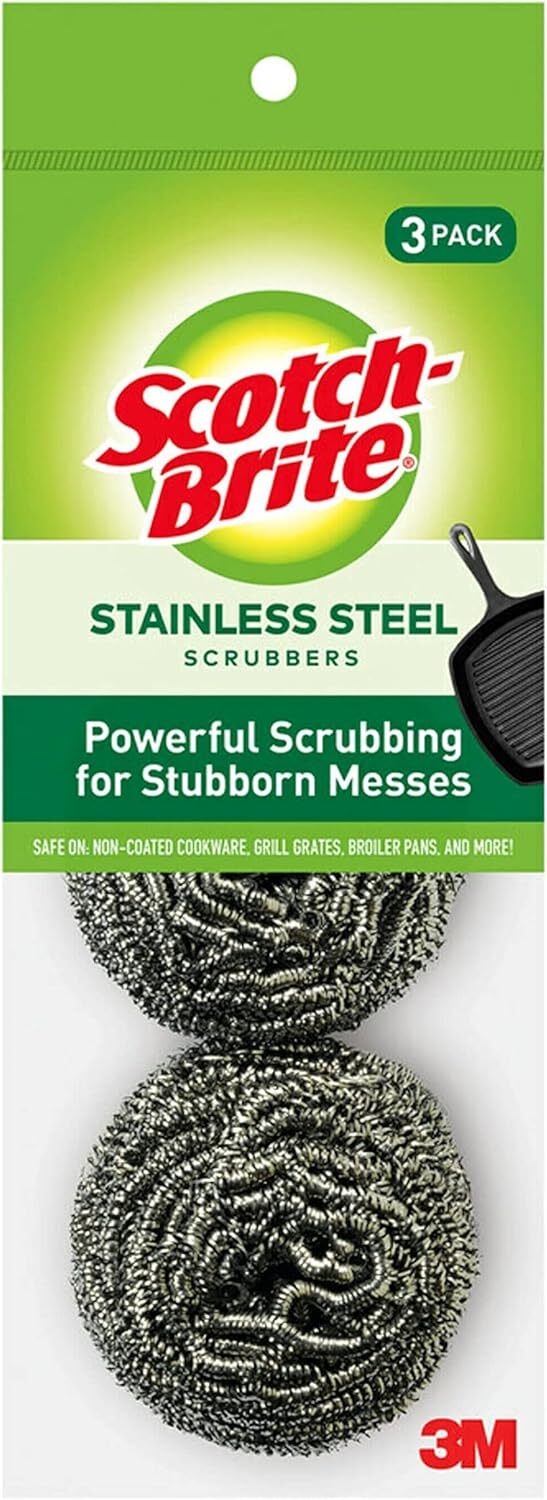 Scotch-Brite Stainless Steel Scrubber, Dish Scrubbers – 3 Scrubbers