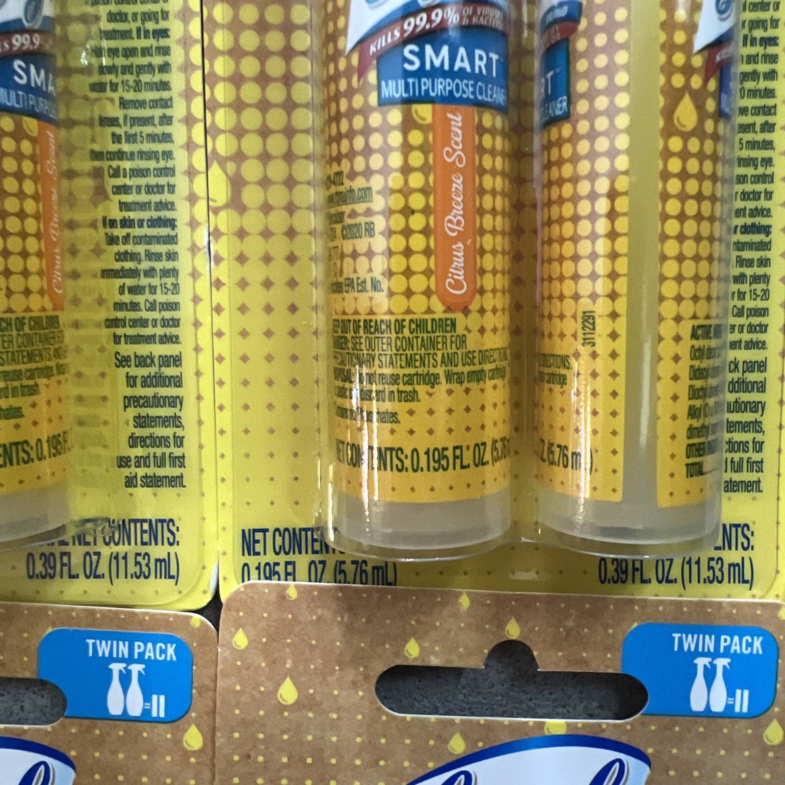 Lysol Smart Multi Purpose Cleaner Refill Citrus Breeze Scent 4 Packs Of 2 New