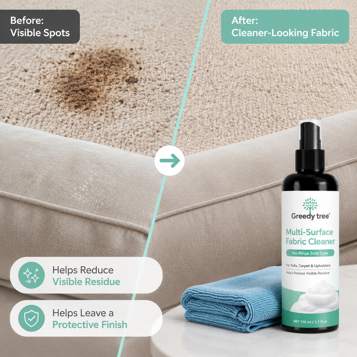 110ML Home Dry Cleaner, Waterless, for Sofa Mattress Clothes Curtain Carpet