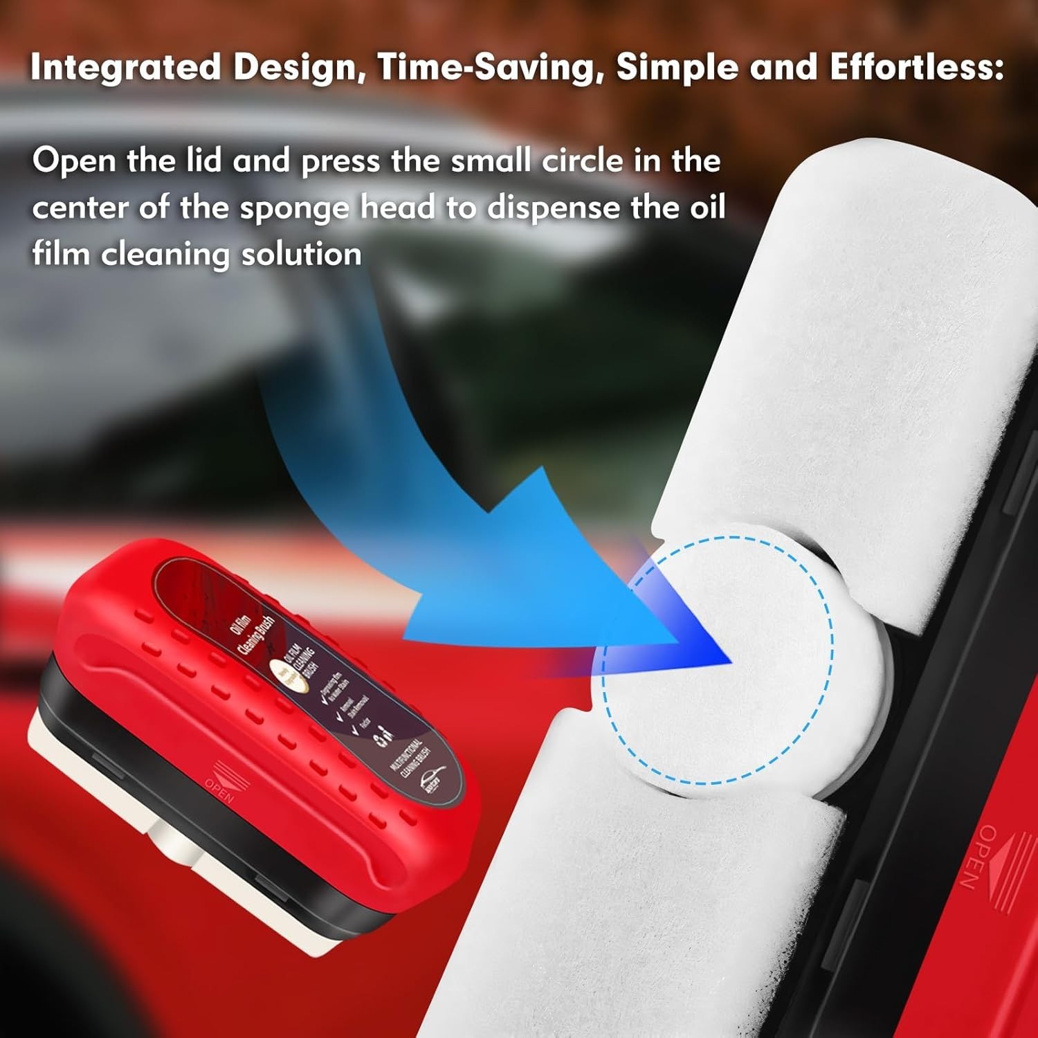 Efficient Windshield Cleaner Brush – Red Oil Film Remover for Safe Driving 4.2oz