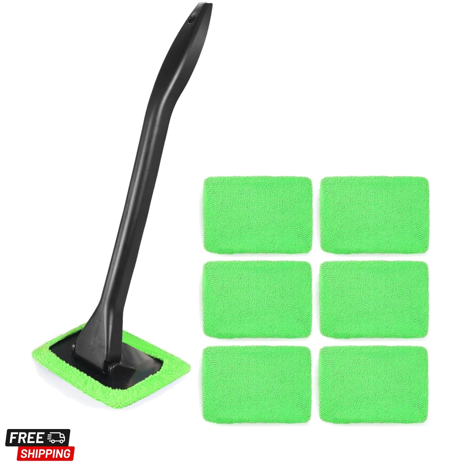 6PCS Car Window Cleaner with 5 Reusable and Washable Microfiber Pads and Exte…