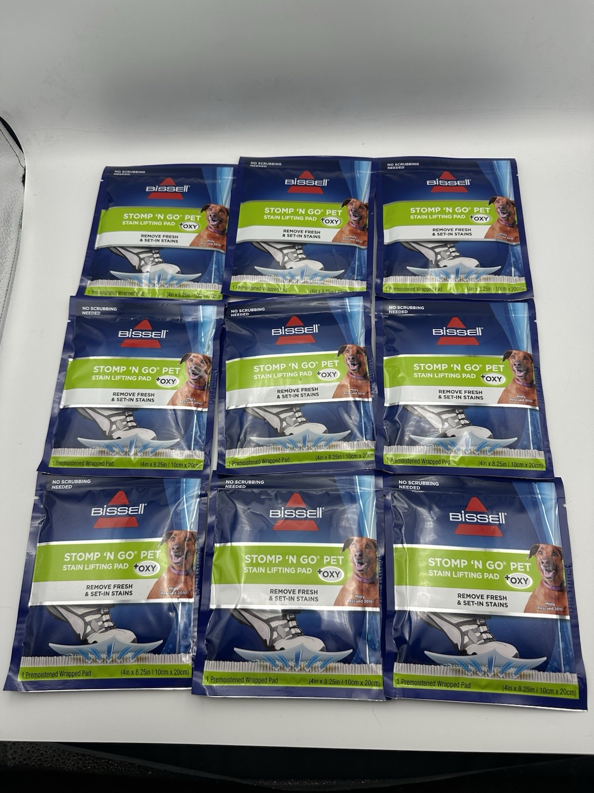 Stomp ‘N Go Pet Lifting Pads + Oxy Stain Removal for Carpet Rugs Bissell 9 Pack