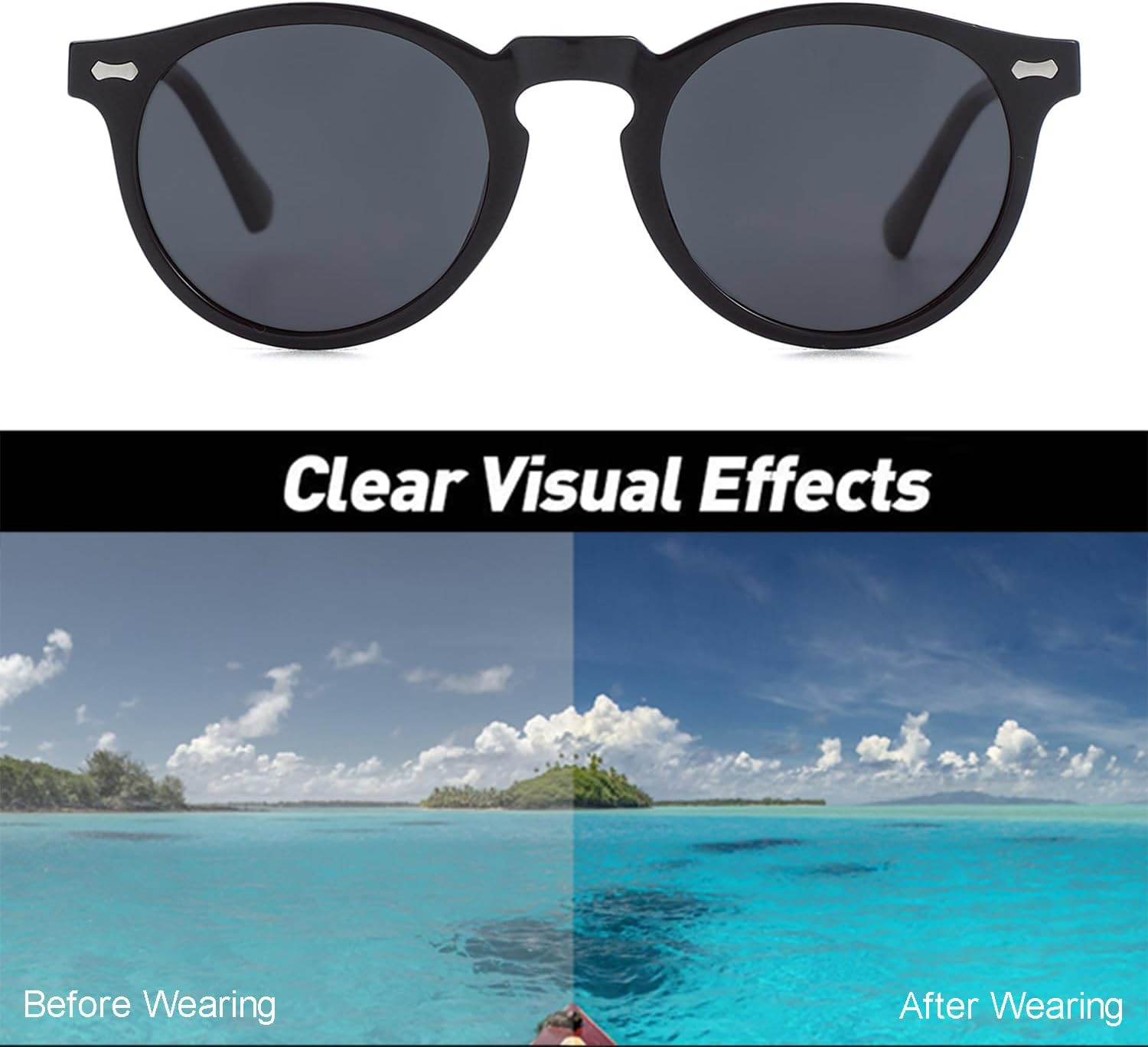 Vintage Polarized Sunglasses for Men round Sunglasses UV400 Protection Retro Han