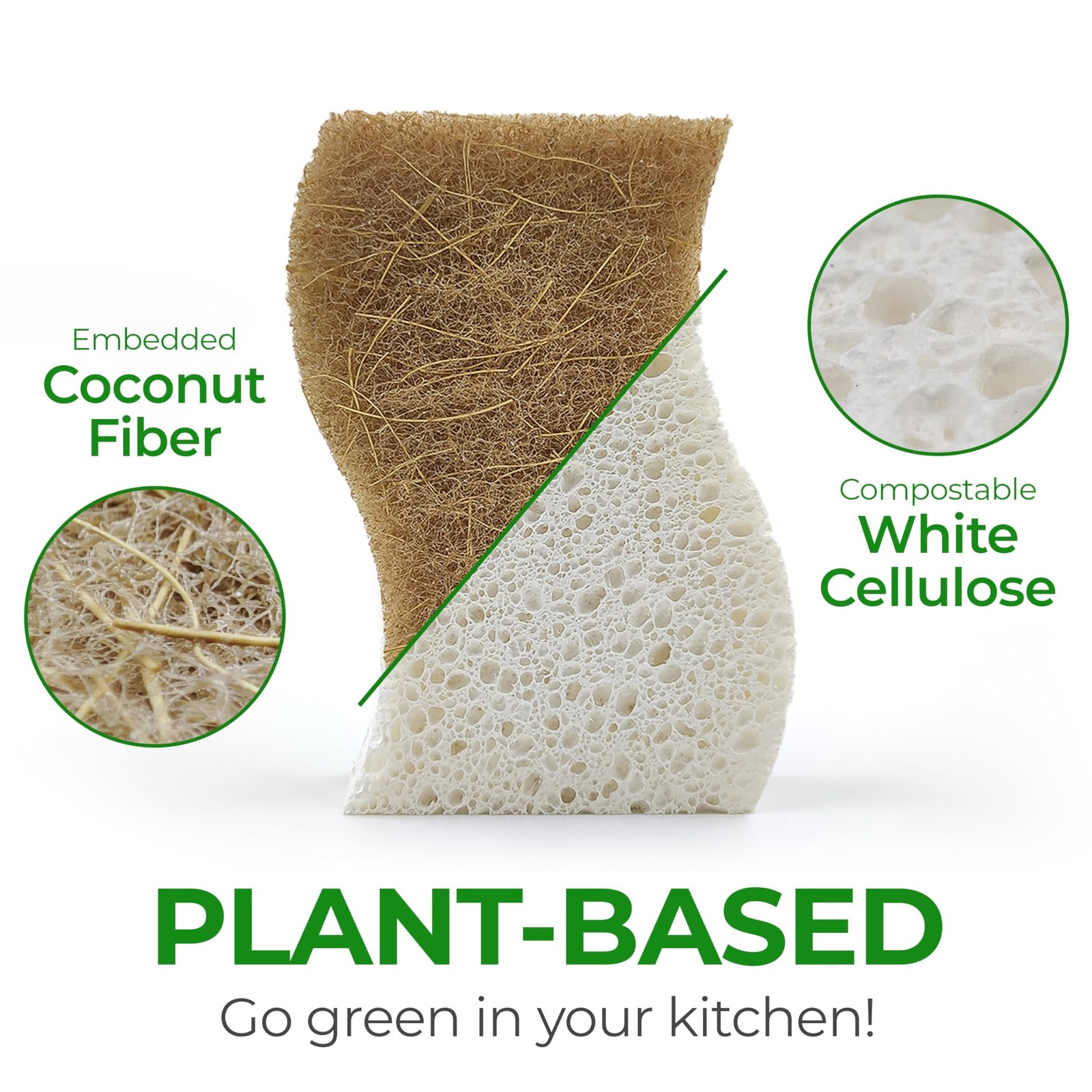 AIRNEX Natural Kitchen Sponges (12 Pack) – Biodegradable Cellulose & Coconut …