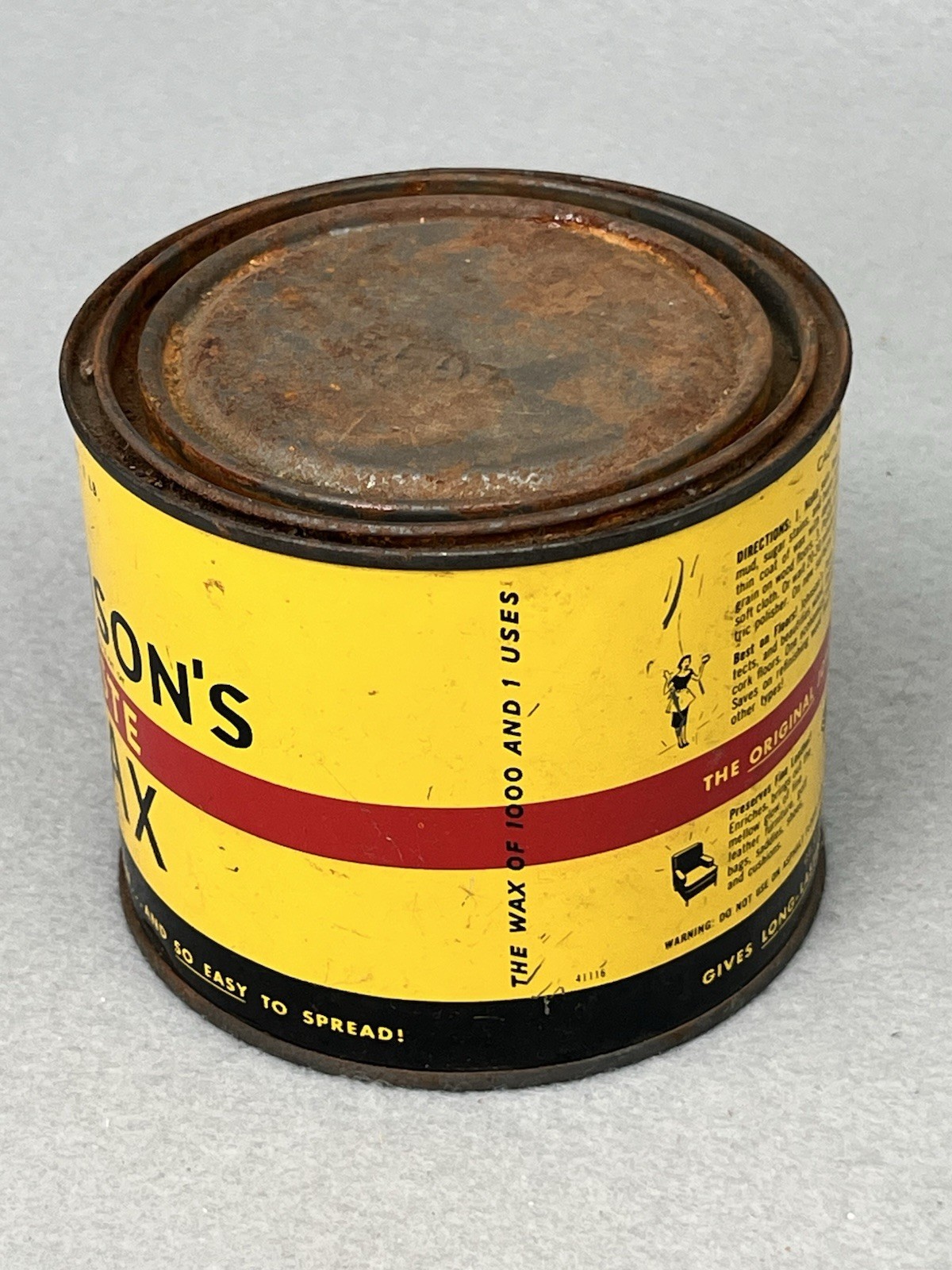 Original Formula Johnson’s Paste Wax 16 Oz. Can ALMOST Full See Weight Photo