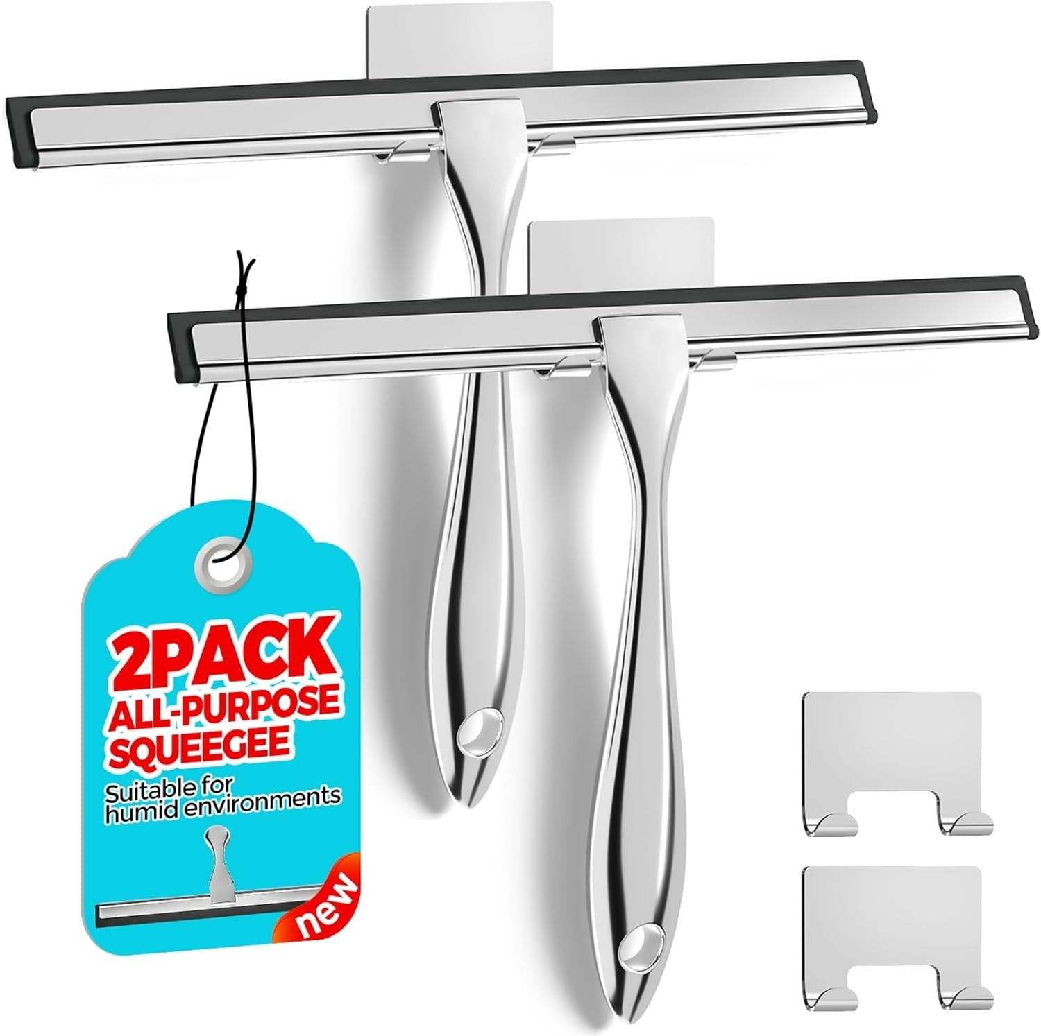 2PACK Shower Squeegee for Glass Doors, Squeegee for Shower Glass，All-Purpose …