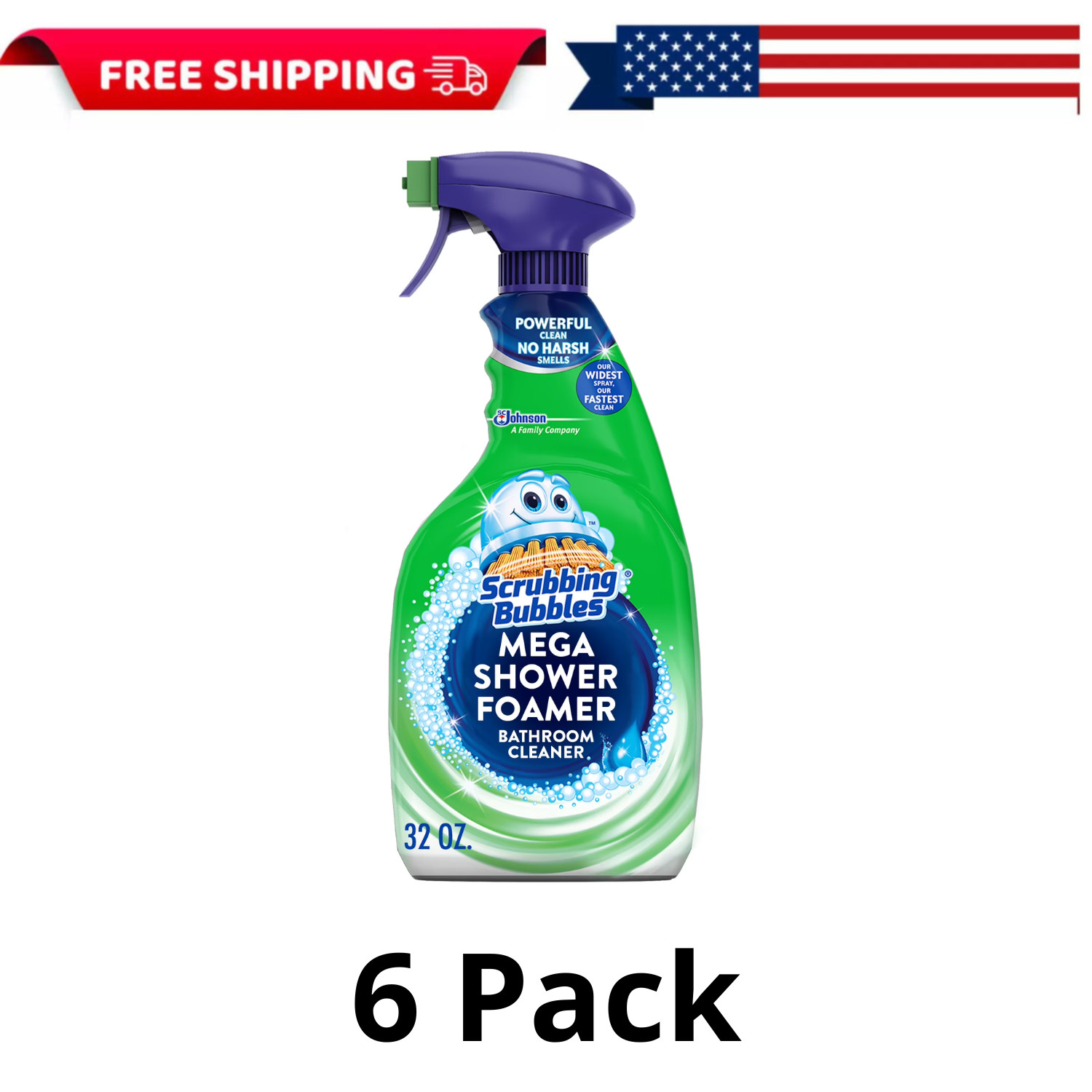6Pk Scrubbing Bubbles Mega Shower Foamer Bathroom Cleaner Rainshower Spray 32oz