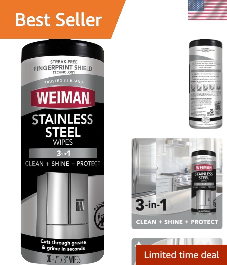 30 Count Stainless Steel Polishing Wipes – Removes Grease, Residue & Water Spots