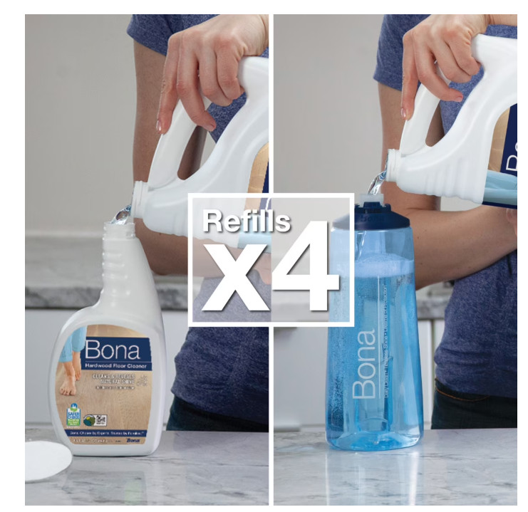 Bona Hardwood Floor Cleaning Solution Refill, Unscented, 128 fl oz… NEW