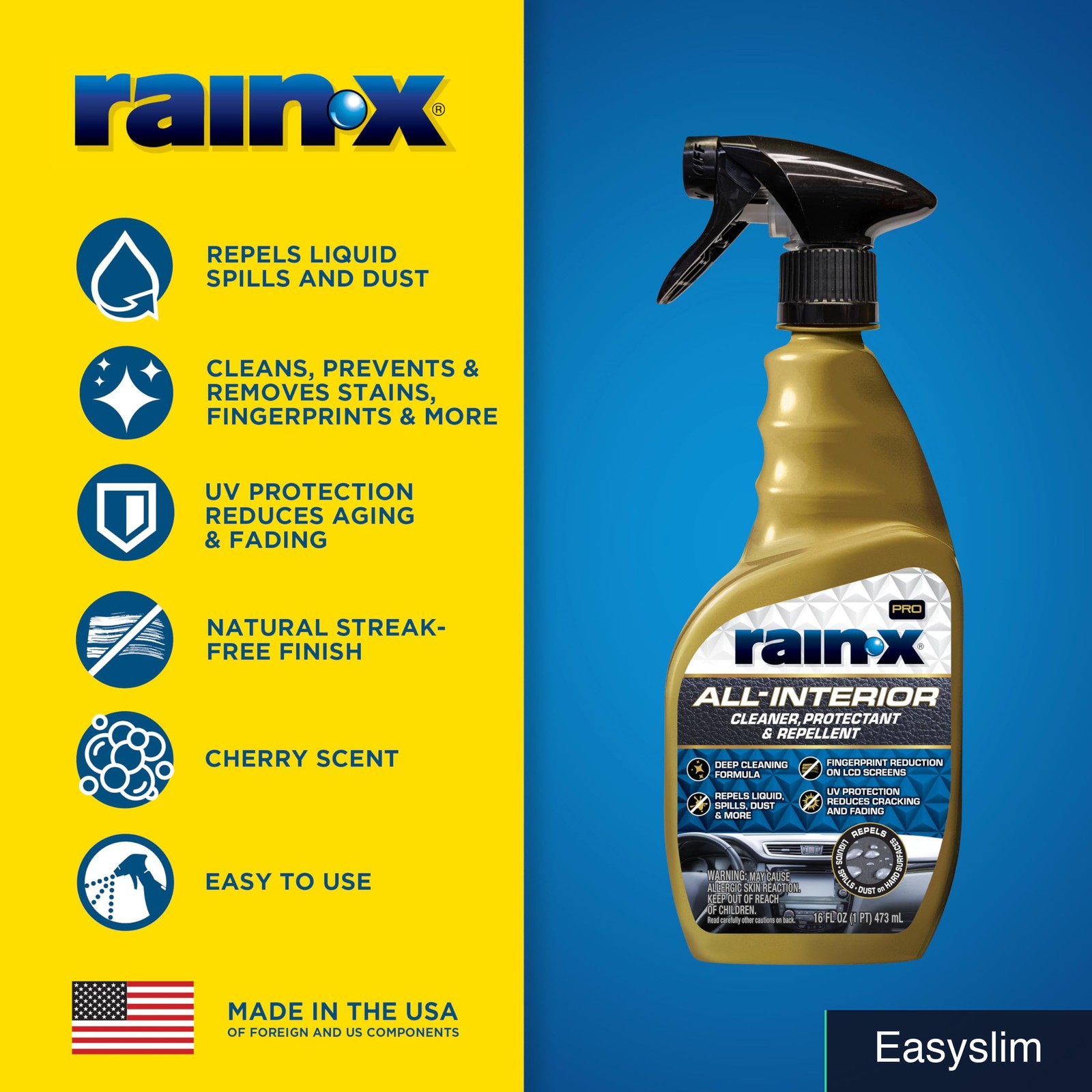 Car Interior Cleaner Protectant UV Protection Non-Greasy Liquid 16oz