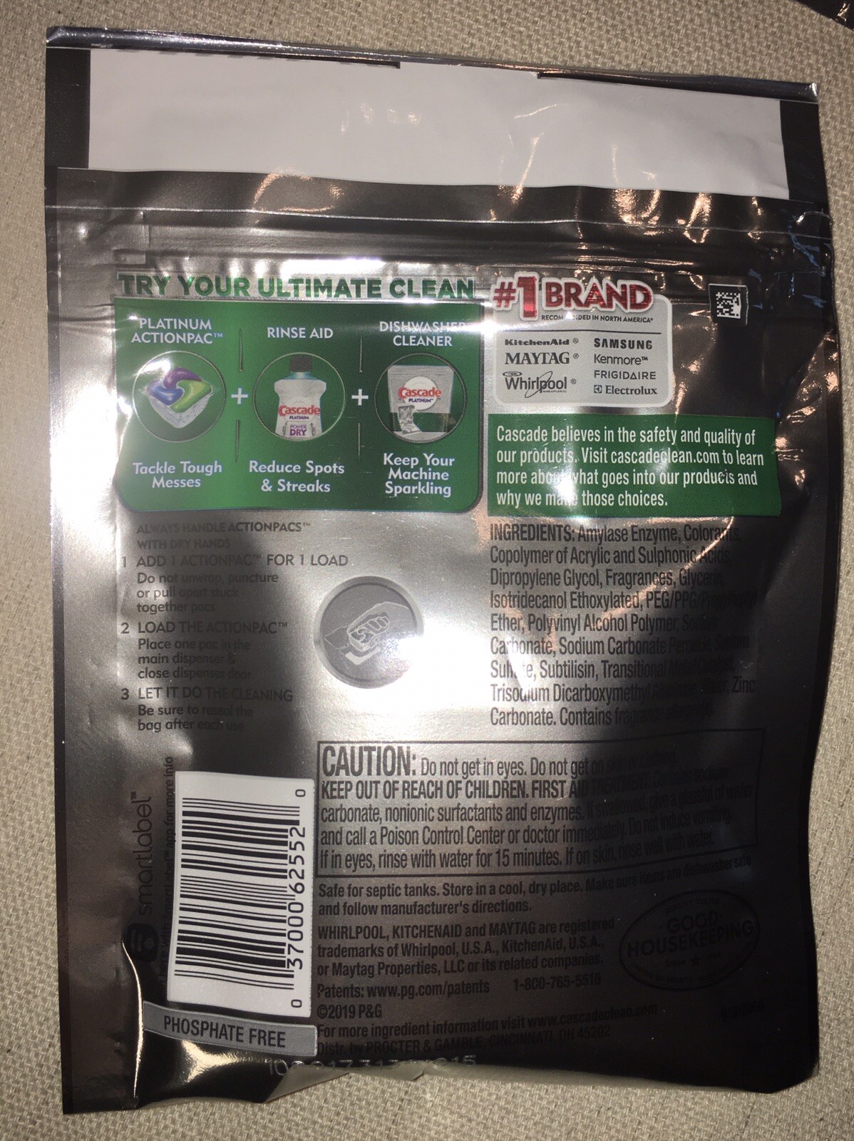 Cascade Platinum Dishwasher Cleaner Rinse Aid Dawn 2 Action Pacs Fresh Scent X 3