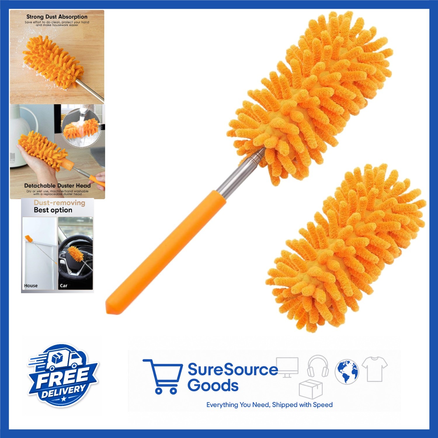 Extendable Microfiber Duster for Office, Car, Window, Furniture, Ceiling Fan