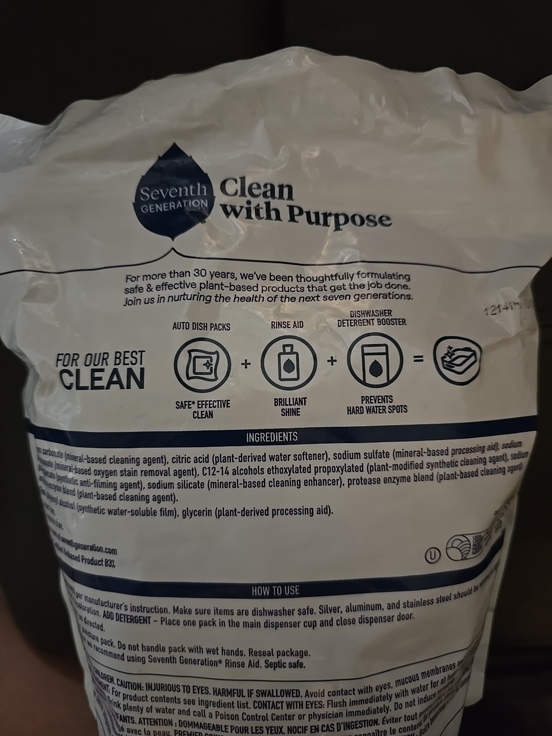 Seventh Generation Free & Clear Natural Dishwasher Detergent – 45 Packs (i11)