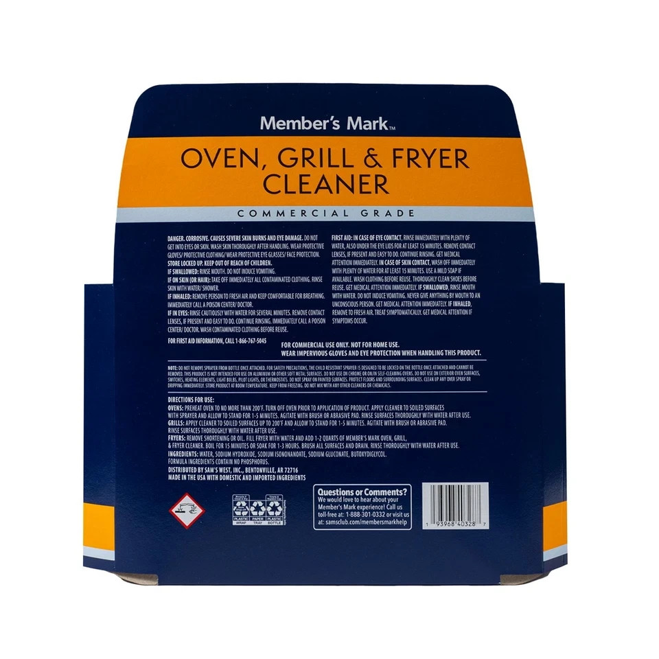 Member’s Mark Commercial Oven Grill and Fryer Surface Cleaner, 32 Oz – 3 Pack