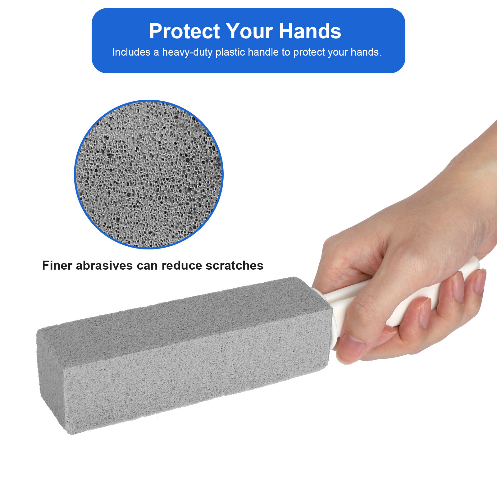 2Pcs Pumice Stone Cleaning Heavy Duty Handle Toilet Scouring Stain Remover Tool