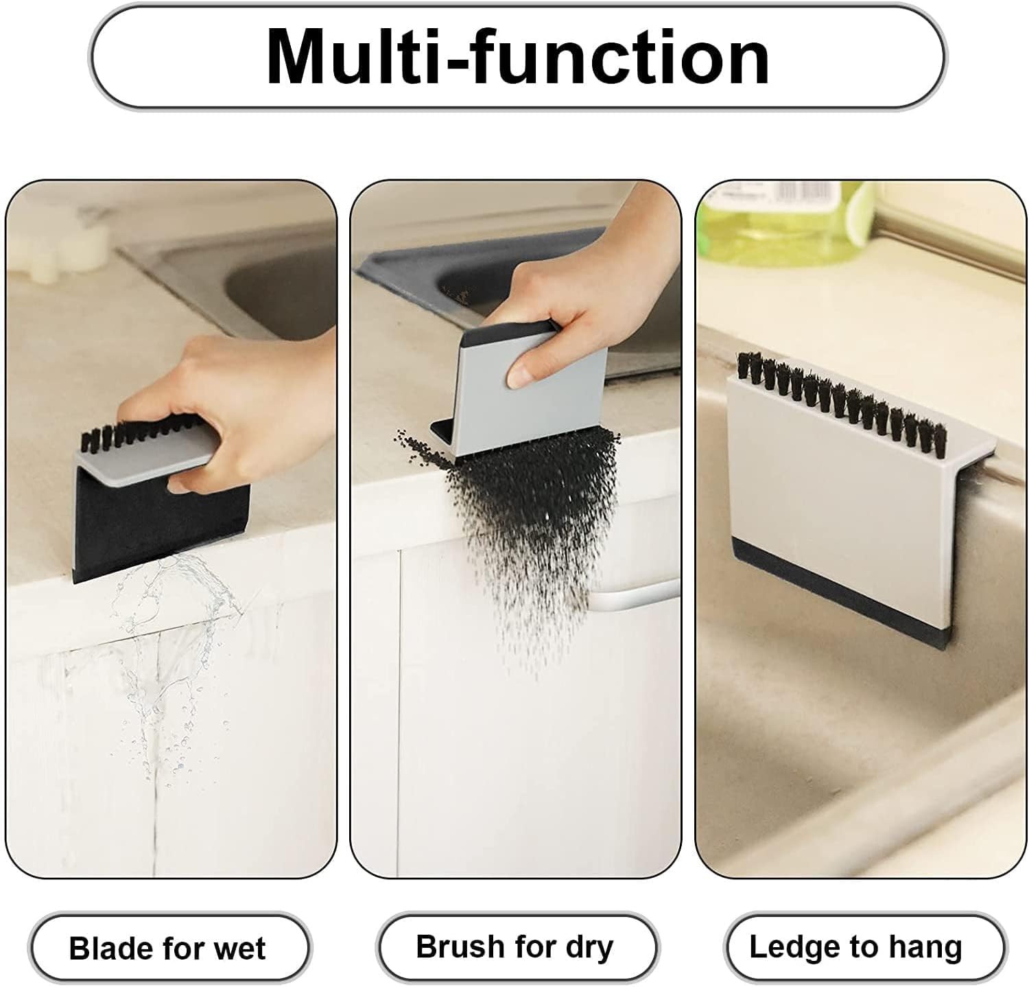 2 Pcs Black Kitchen Sink Squeegee Cleaner Countertop Brush Wiper Home Kitchen…