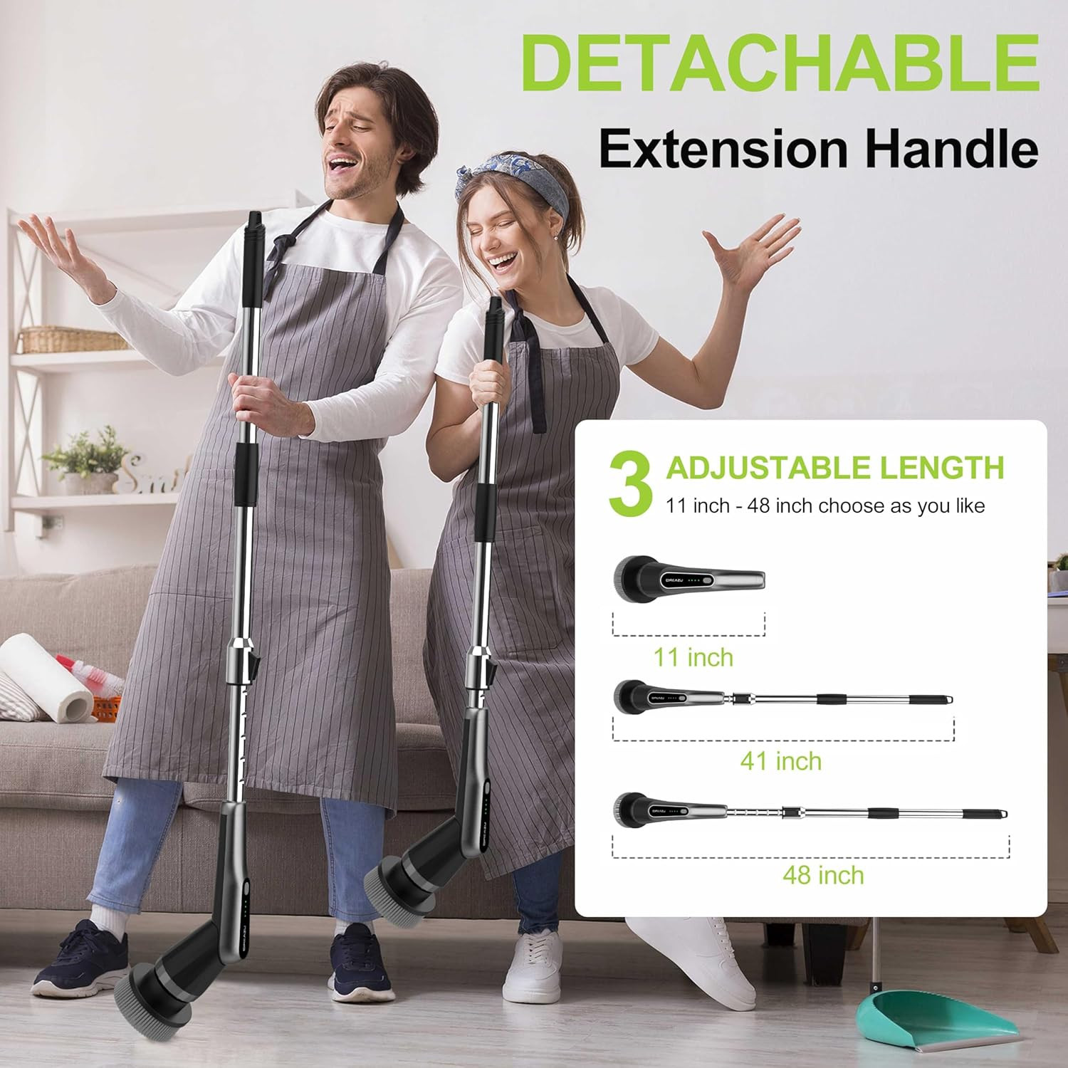 Dreazu Pro Electric Spin Scrubber, 12-in-1 Shower Scrubber & Retractable Long Ha