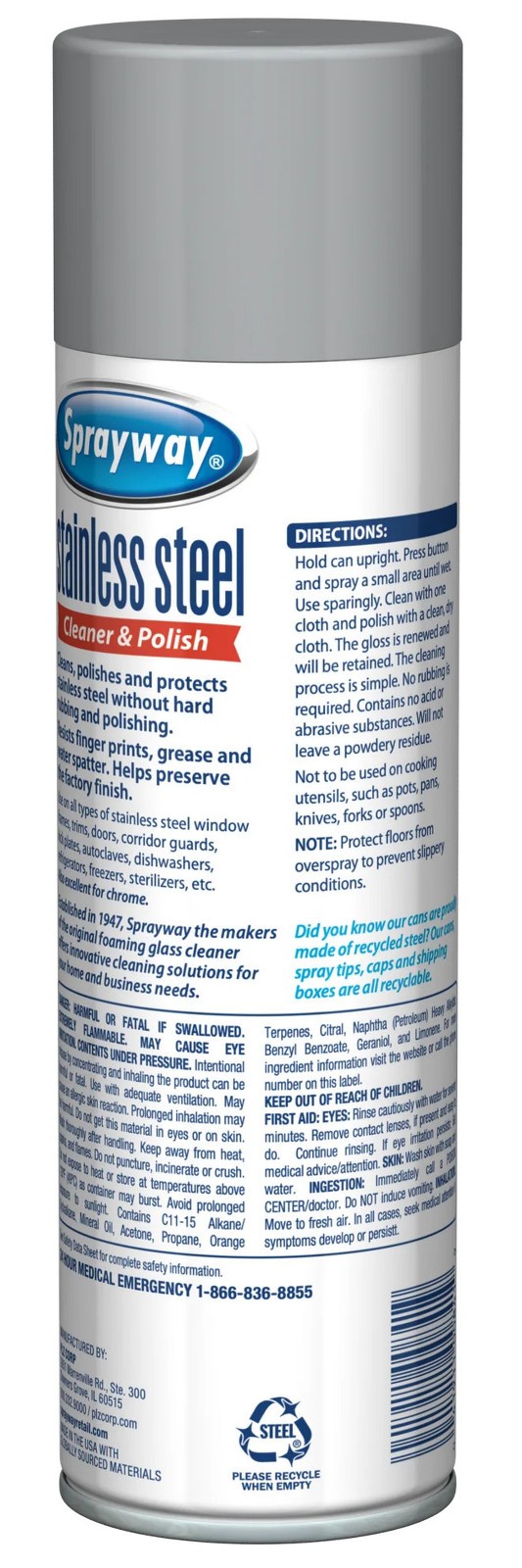 1 Sprayway STAINLESS Steel CLEANER & Polish Aerosol Spray 15 oz Oil Based SW41R