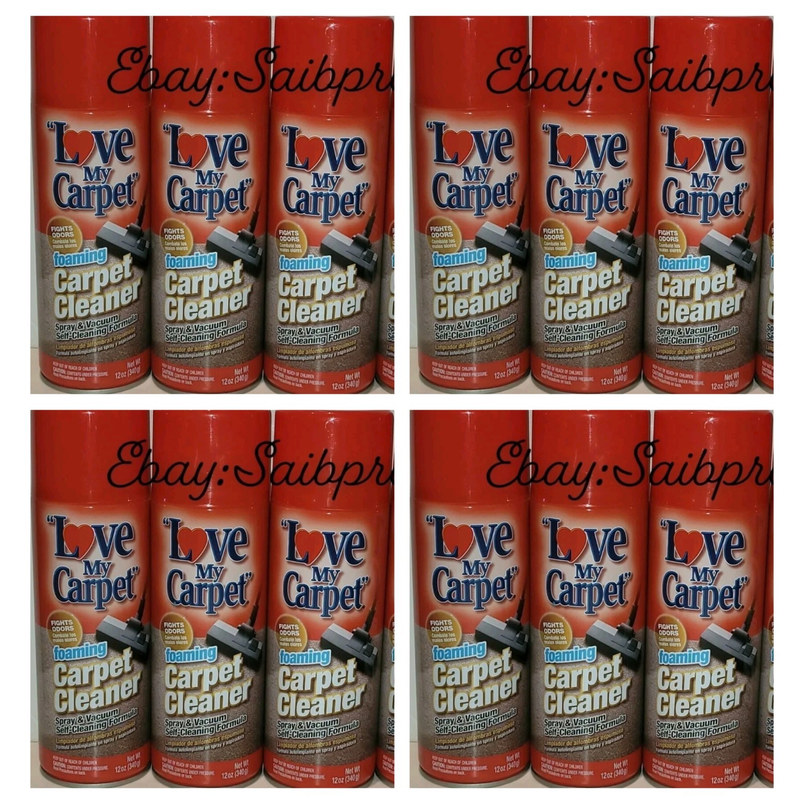 12 Pk Love My. Carpet Cleaner Foam 12 Oz Fights Odor Spray & Vacuum