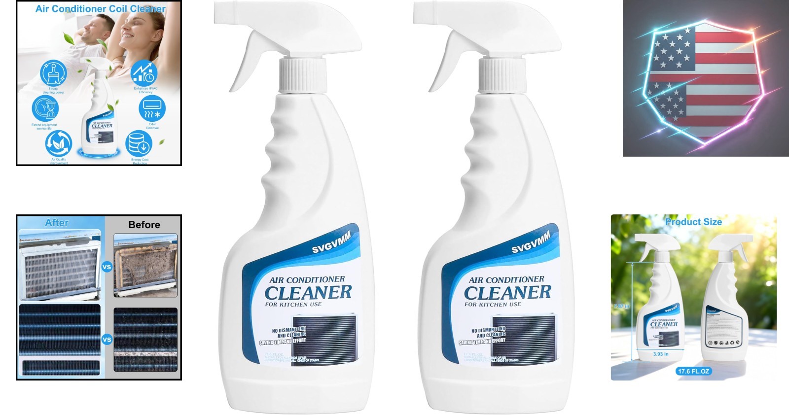 Air conditioner coil cleaner -17.6 Fl Oz 2pcs ，Foaming Coil Cleaner，Coil Clee…