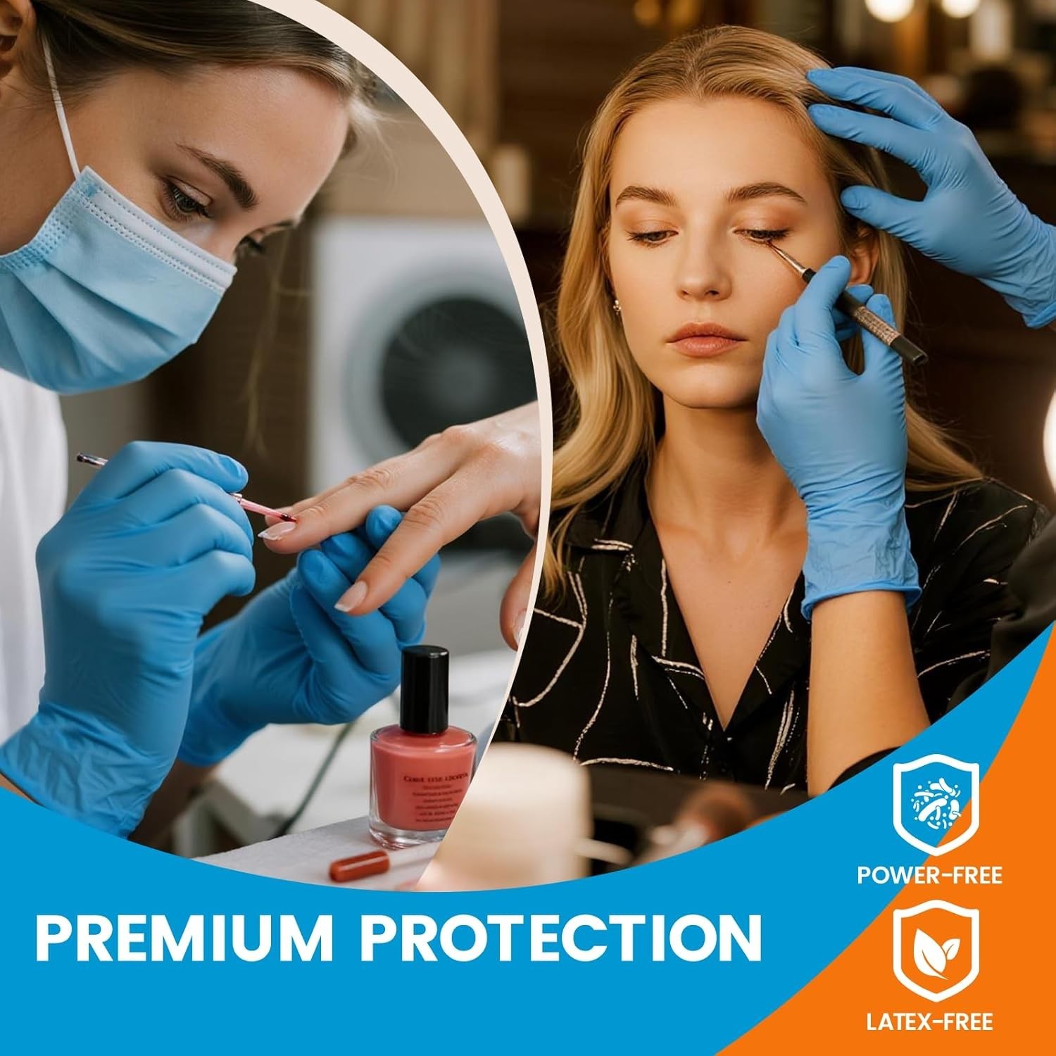Premium Disposabe nitrile gloves, powder free, Medical cert approved (S,M,L,XL)