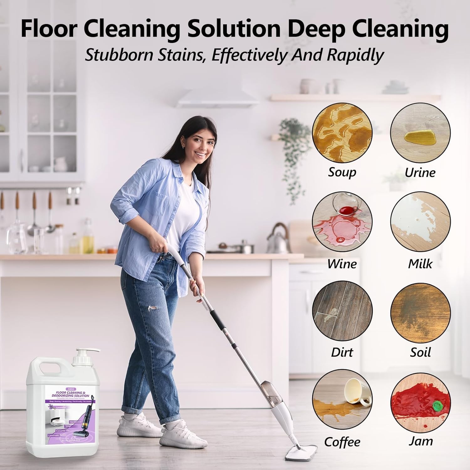 Floor Cleaning Solution- 85 FL OZ-Floor Cleaner for Mopping with Tineco,Deep
