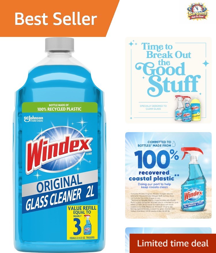 Blue Scent 67.6 Fl Oz Glass Cleaner – Refill with 100% Recycled Plastic