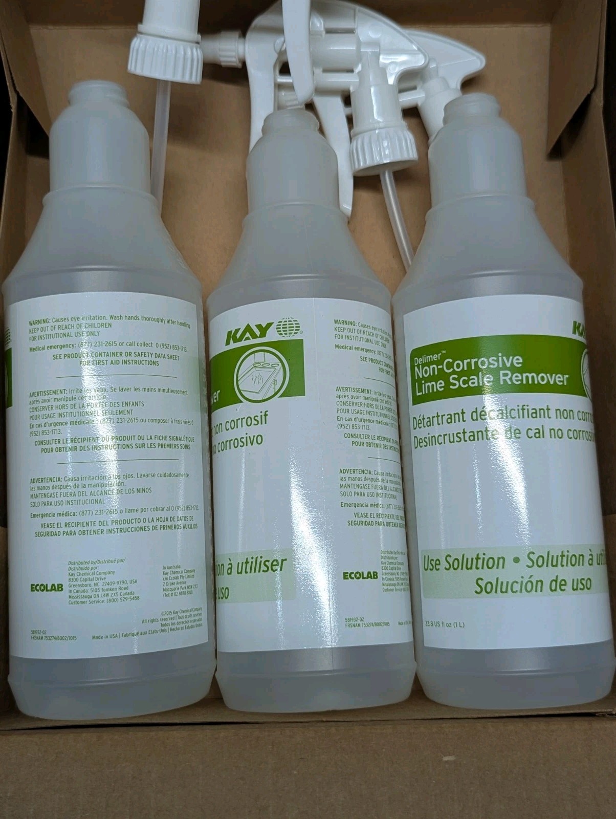 Kay Ecolab 32oz Plastic Trigger Spray Bottles 12 pk Empty
